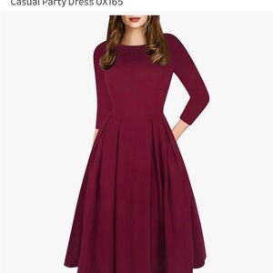 Chic Long Sleeve Burgundy Dress